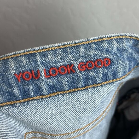 Alice & Olivia Embroidered Jeans Womens Size 26 Blue Boho Flower Hippie Skinny - Picture 8 of 10